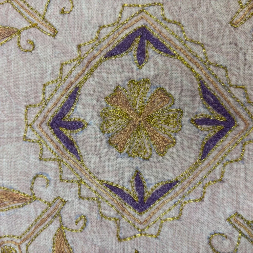 Indian‎ Embroidered Elephant Cotton Pillow Cover Boho Gold Purple 15x15